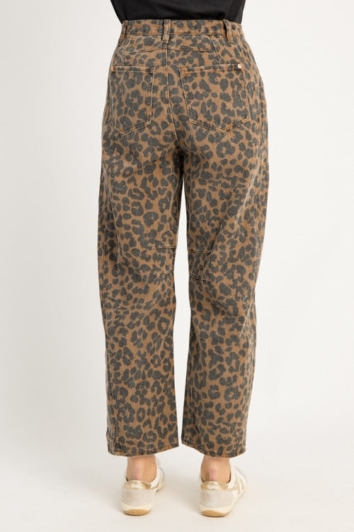 Leopard print pants on a white background