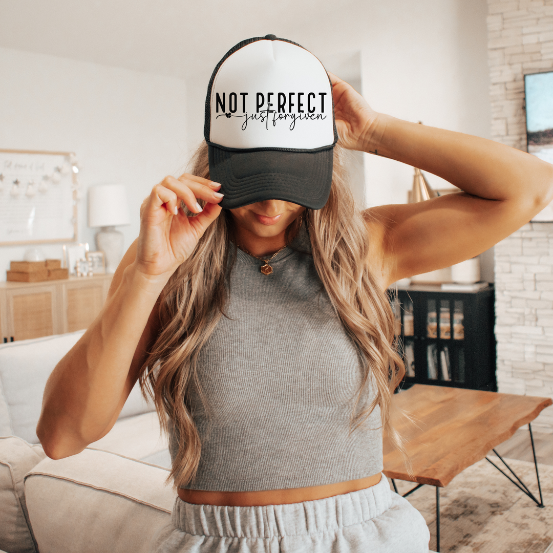 Not Perfect Just Forgiven Trucker Hat