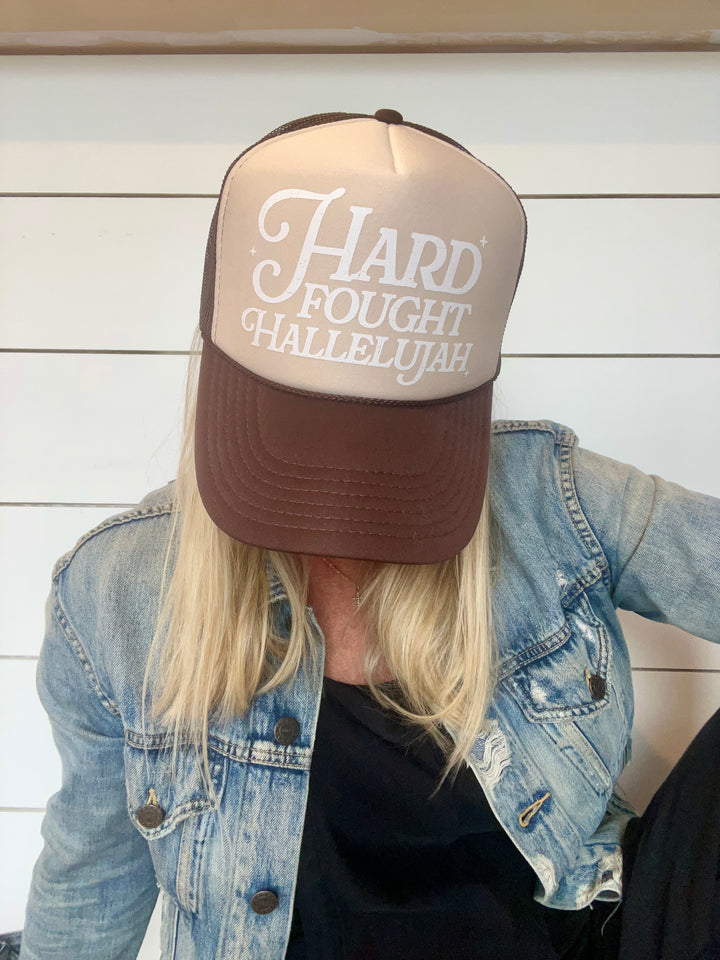 Hard Fought Hallelujah Foam Front High Crown Trucker Hat
