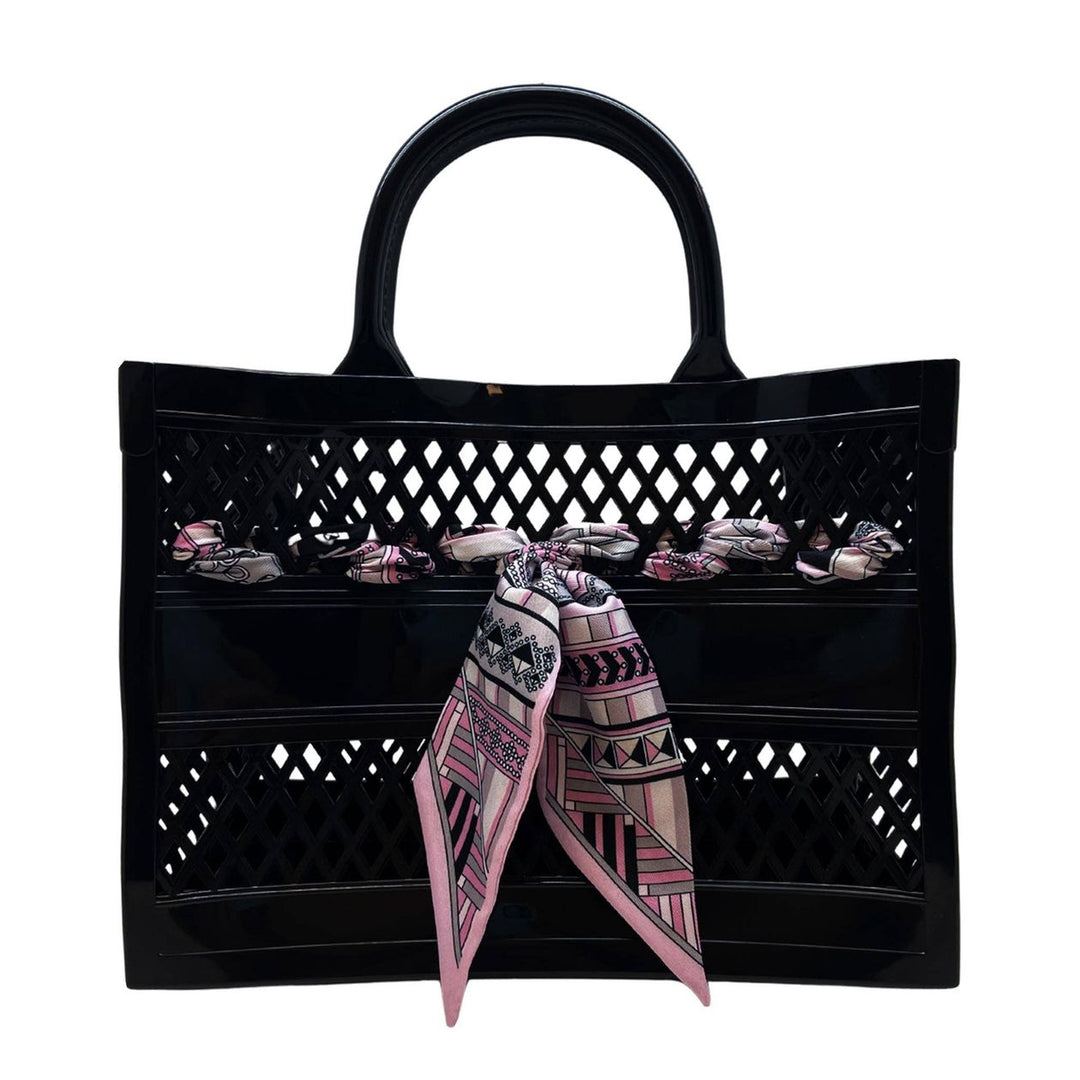 The Soleil Cutout Jelly Tote - Black