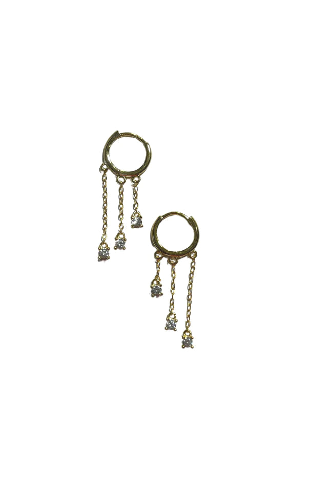 Gold huggie earrings with dainty dangle charm