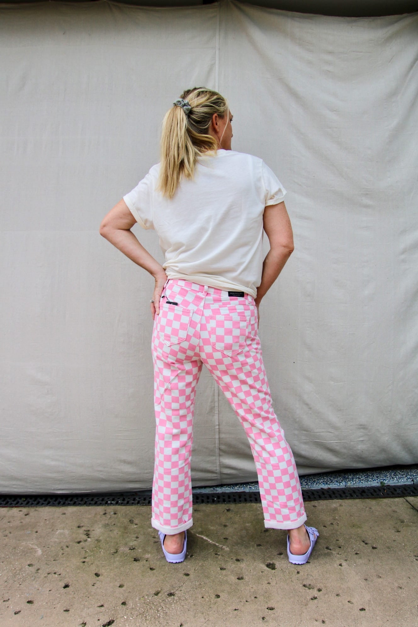 Check Me Out High Rise Checkered Print Jeans