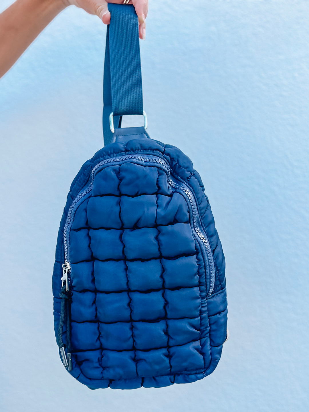 Quilted Sling Bag - Navy