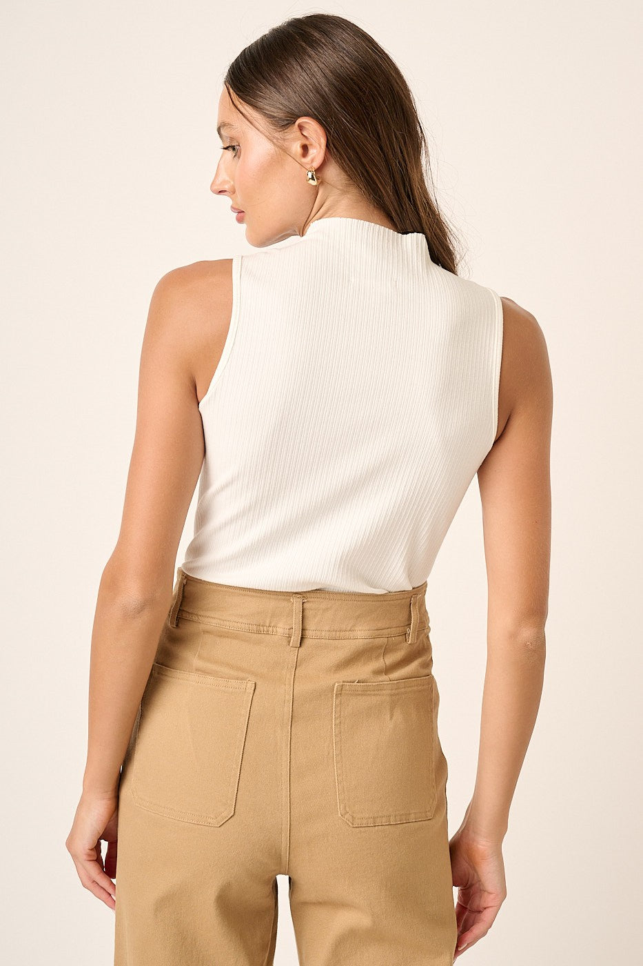 In The Details Mock Neck Sleeveless Top - Ivory