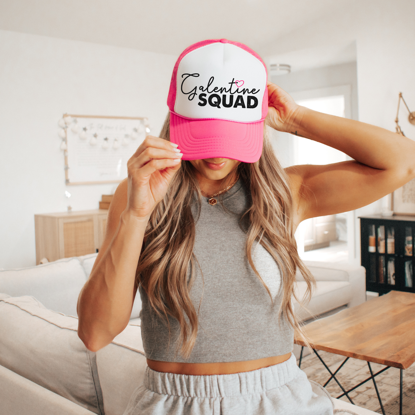 Galentine Squad Trucker Hat - Pink