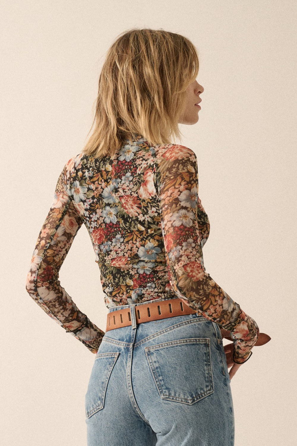 Show Me Around Floral Mesh Top