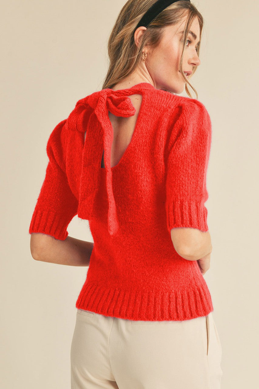 A Little Bonjour Mock Neck Sweater - French Red