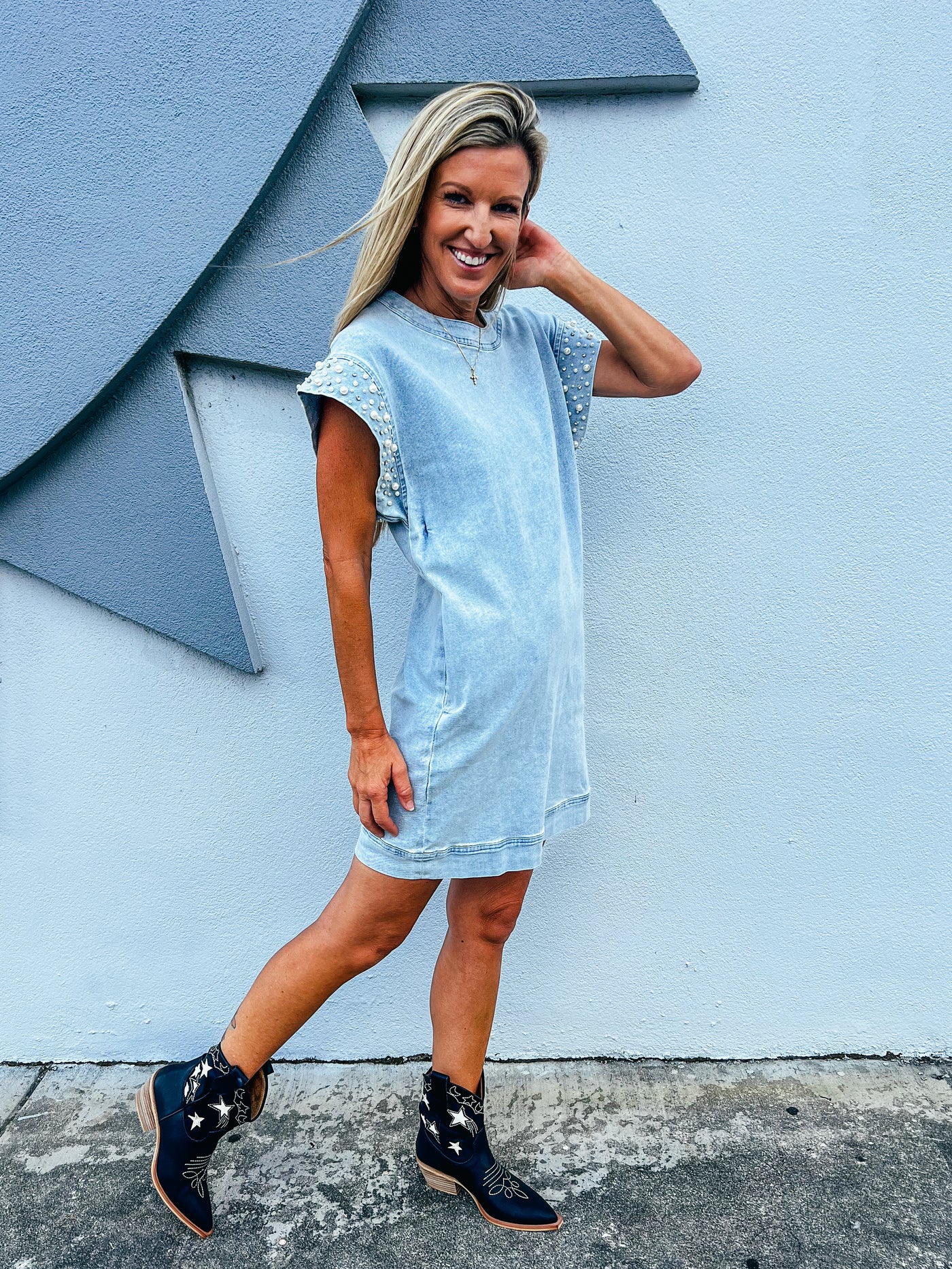 Making Plans Denim Mini Dress