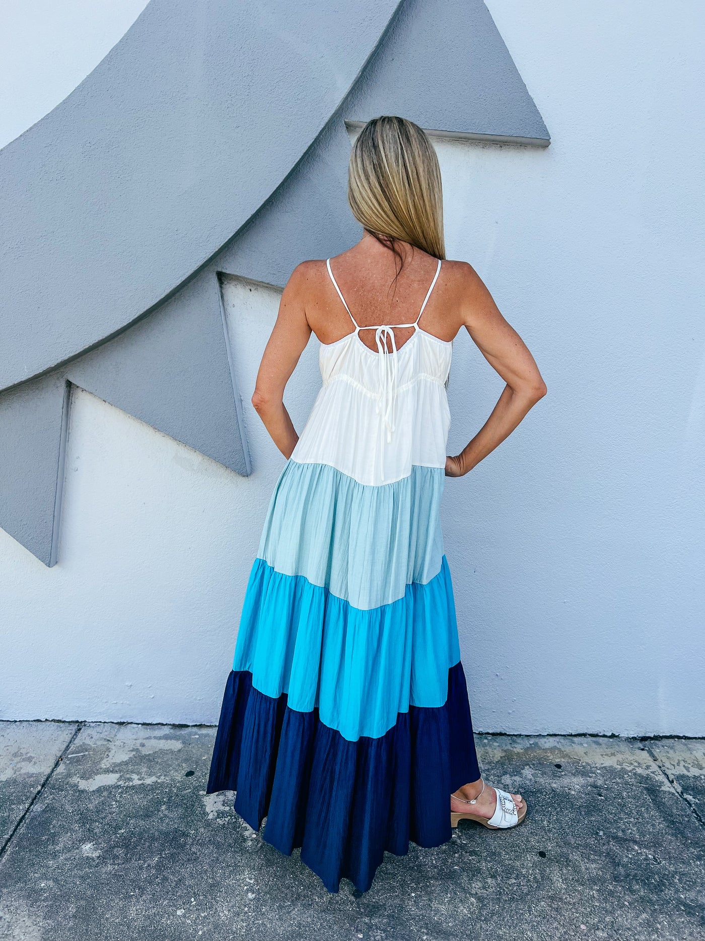 Sweet Summertime Colorblock Maxi Dress - Aqua Combo