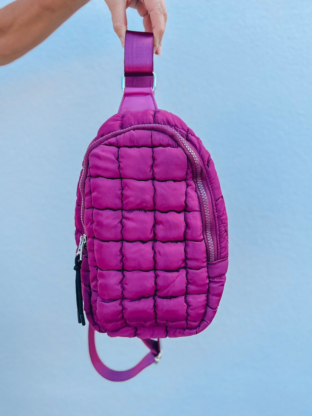 Quilted Sling Bag - Plum