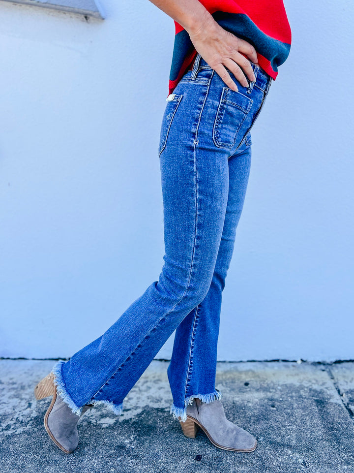 Happi Front Pocket Cropped Flare Jeans {Hidden Jeans}