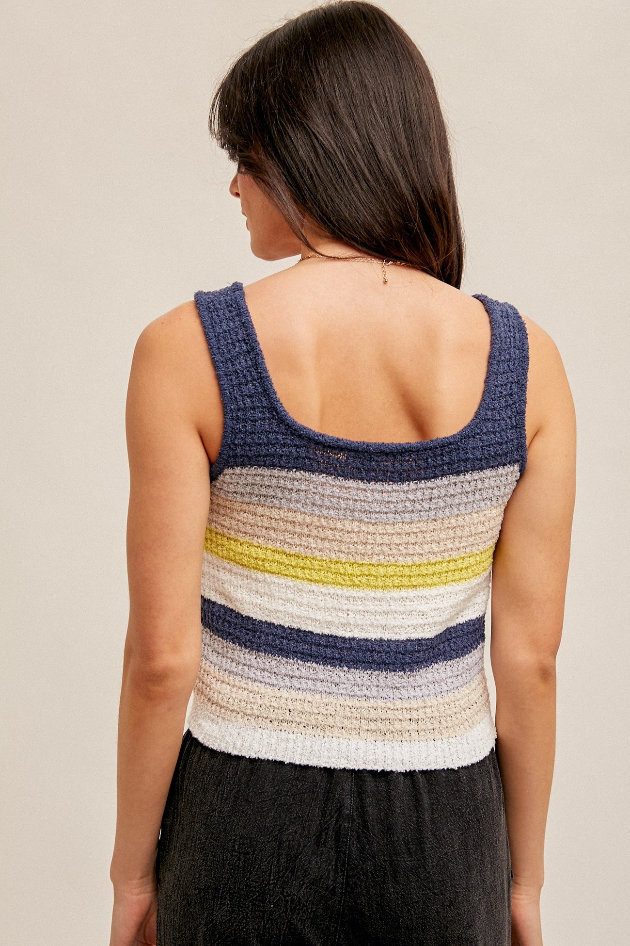 Wanting More Striped Knit Tank Top - Navy Multi
