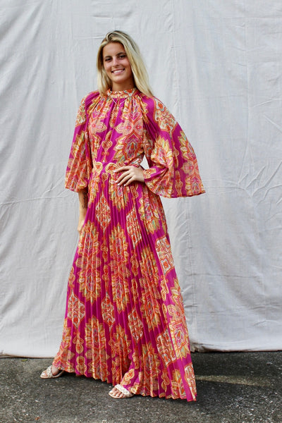 What Dreams Are Made Of Printed Maxi Dress - Magenta