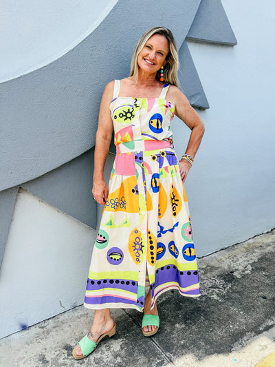 Sunny Escapades Printed Midi Dress