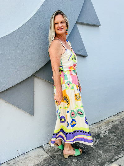 Sunny Escapades Printed Midi Dress