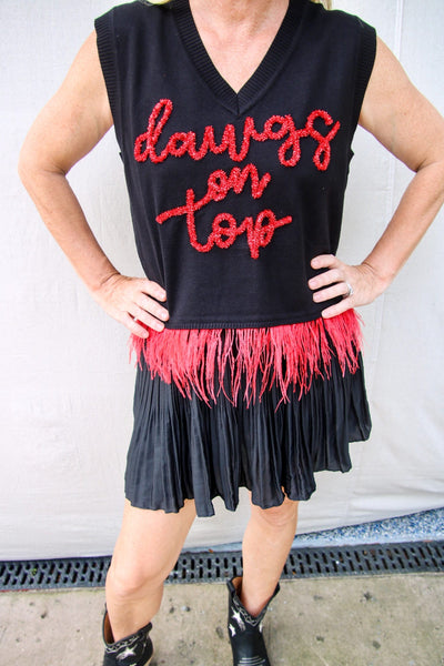 Queen Of Sparkles Dawgs On Top Feather Tank