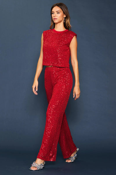 Occasion Ready Sequin Pants - Red