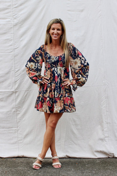 Boldly Blooming Floral Smocked Mini Dress