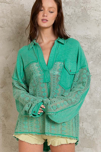 Welcome To The Jungle Seethrough Lace Detail Top