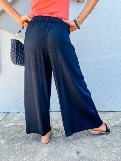 Go With The Flow Wide Leg Pants - Black