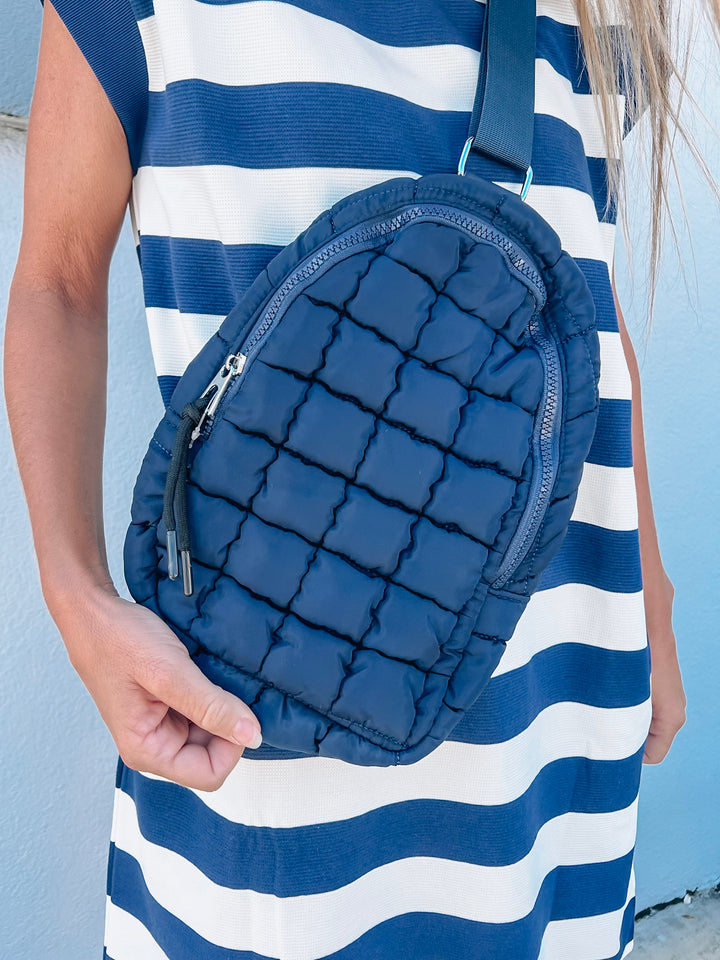 Quilted Sling Bag - Navy