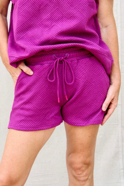 Be Seen Textured Shorts - Magenta