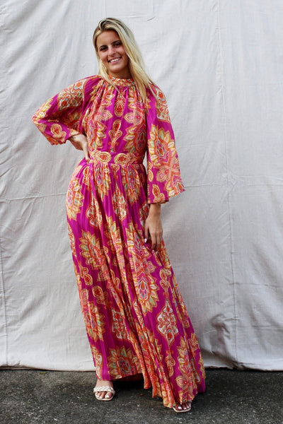 What Dreams Are Made Of Printed Maxi Dress - Magenta
