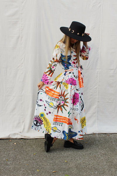 Celestial Charm Button Down Maxi Dress