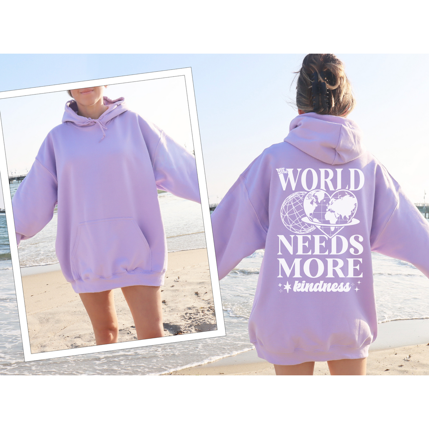 More Kindness Graphic Hoodie Sweatshirt - Orchid