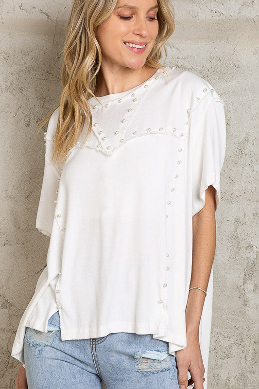All The Pearly Details Top - Off White