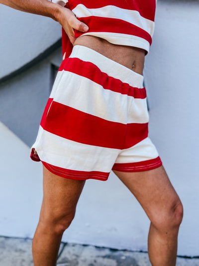 New Days Ahead Striped Short - Red