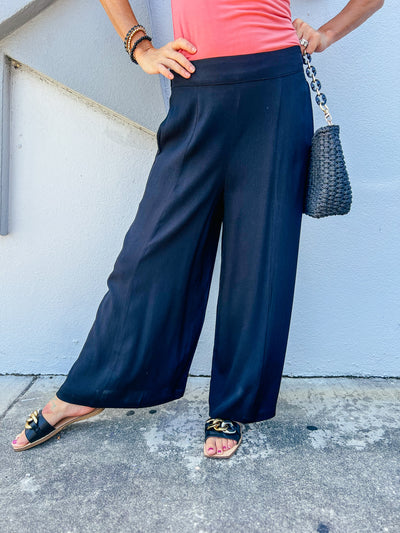 Go With The Flow Wide Leg Pants - Black