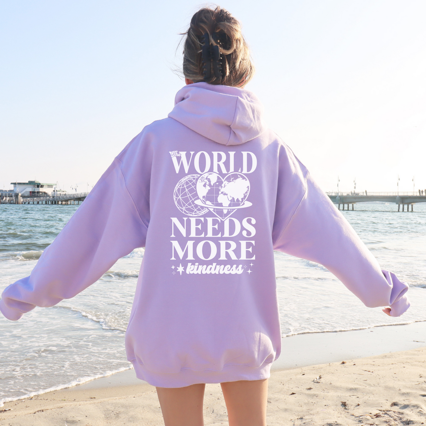 More Kindness Graphic Hoodie Sweatshirt - Orchid