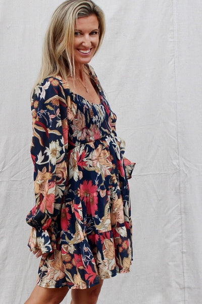 Boldly Blooming Floral Smocked Mini Dress