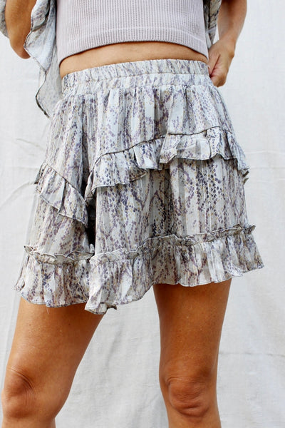 Amara Snake Print Ruffle Mini Skirt - Slither {Meet Me In Santorini}