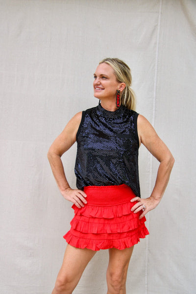 Your Biggest Fan Ruffle Layered Smocked Skort - Bright Red