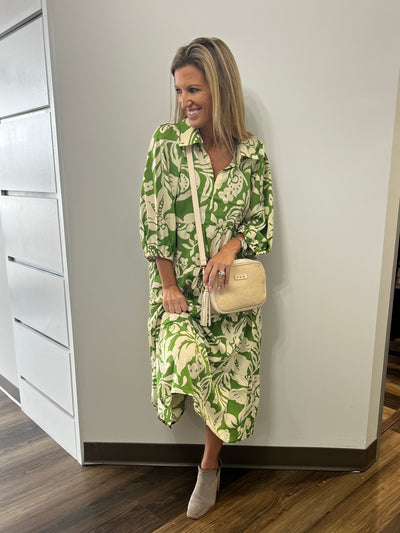 Falling For Floral Two Tone Print Tiered Dress with Balloon Sleeve