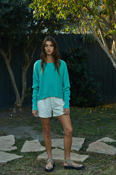 Baylor Crewneck Pullover Sweater - Jade Green
