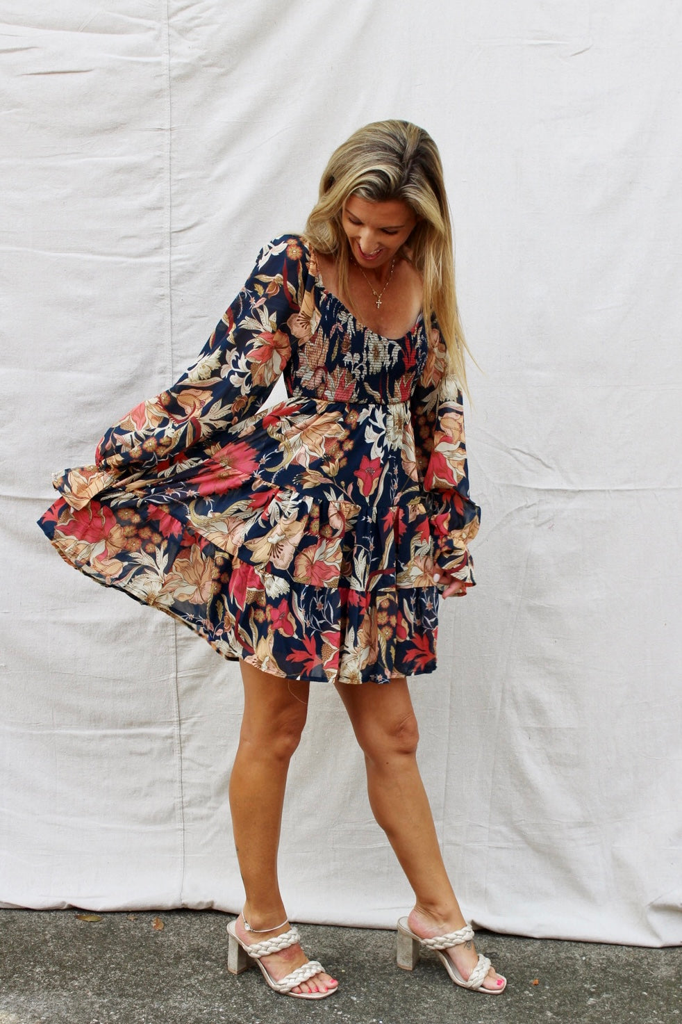 Boldly Blooming Floral Smocked Mini Dress
