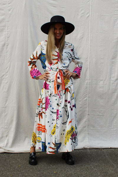 Celestial Charm Button Down Maxi Dress