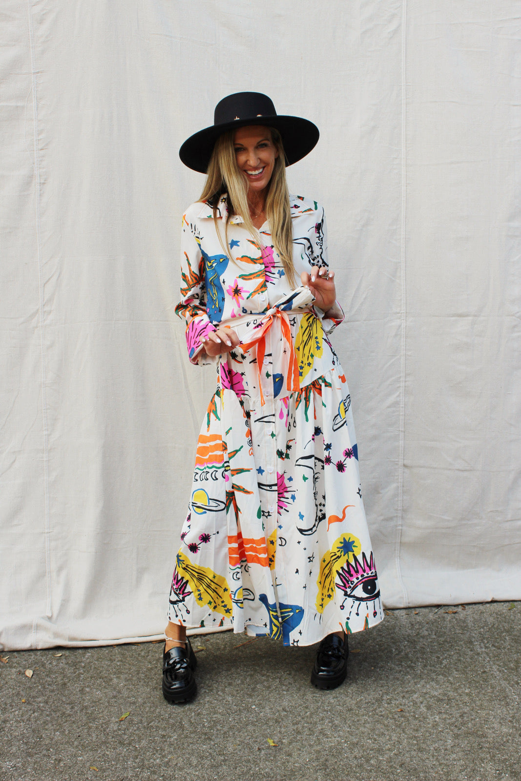 Celestial Charm Button Down Maxi Dress