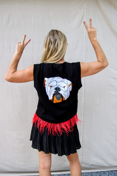 Queen Of Sparkles Dawgs On Top Feather Tank