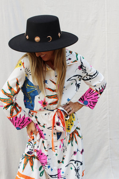 Celestial Charm Button Down Maxi Dress