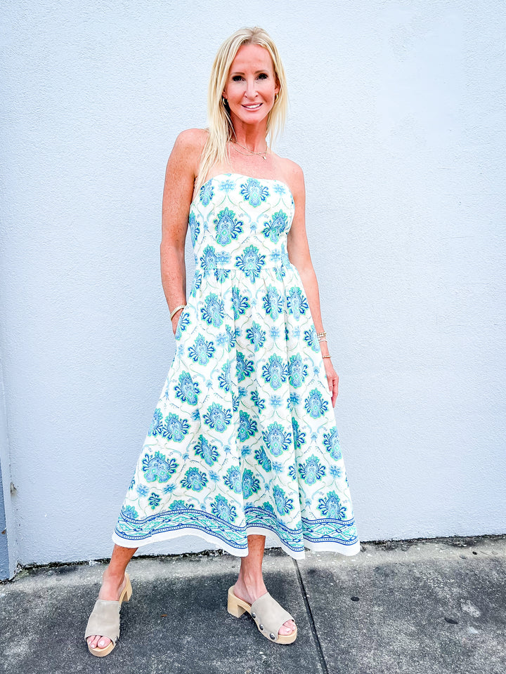 Effortless Elegance Strapless Midi Dress