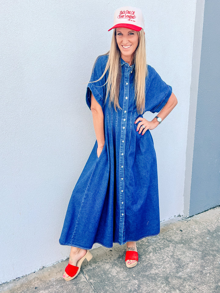 Classic Chic Denim Midi Dress