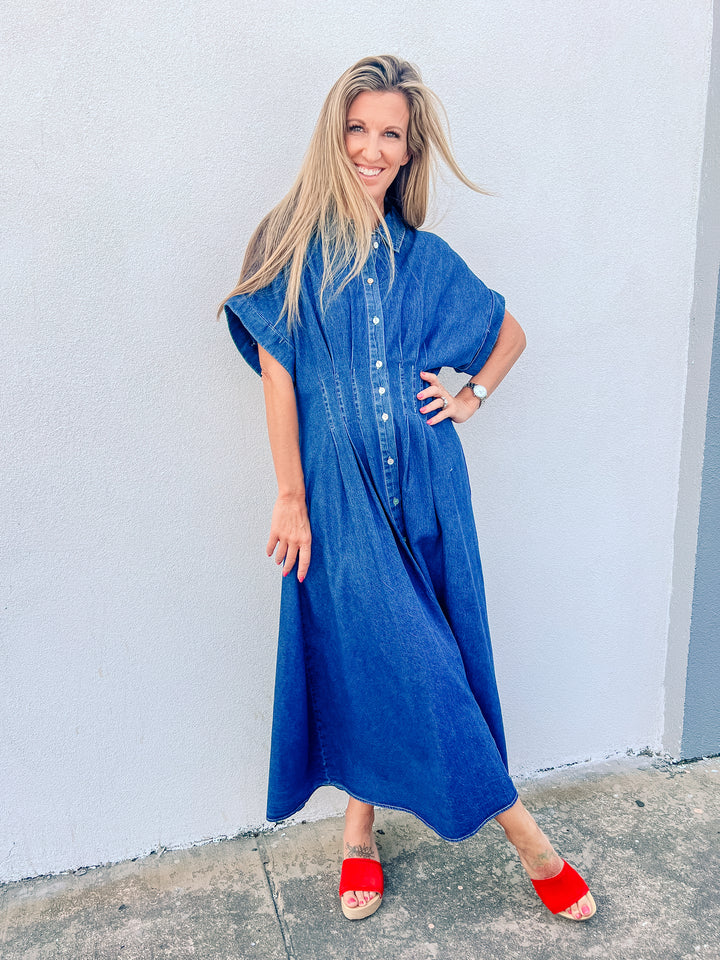 Classic Chic Denim Midi Dress