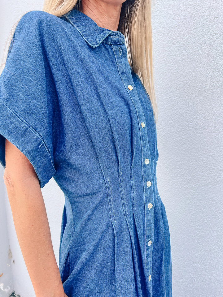 Classic Chic Denim Midi Dress