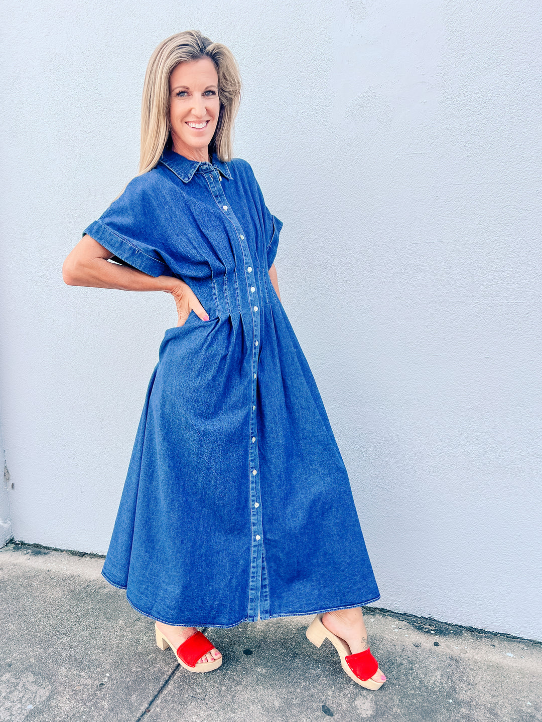 Classic Chic Denim Midi Dress
