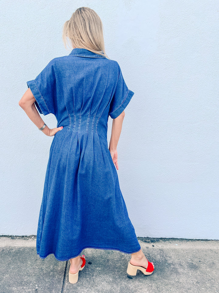 Classic Chic Denim Midi Dress