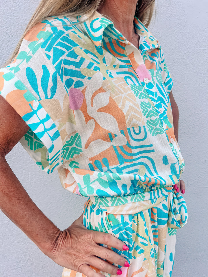 Tropical Breeze Belted Romper